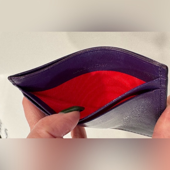 Authentic Christian Louboutin Purple Spiked Leather Card Holder • 4x3 - Picture 8 of 10